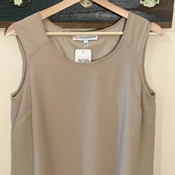 G by Giuliana Rancic Beige Neutral Sleeveless Layered Sheer Asymmetrical Top - Picture 11 of 16
